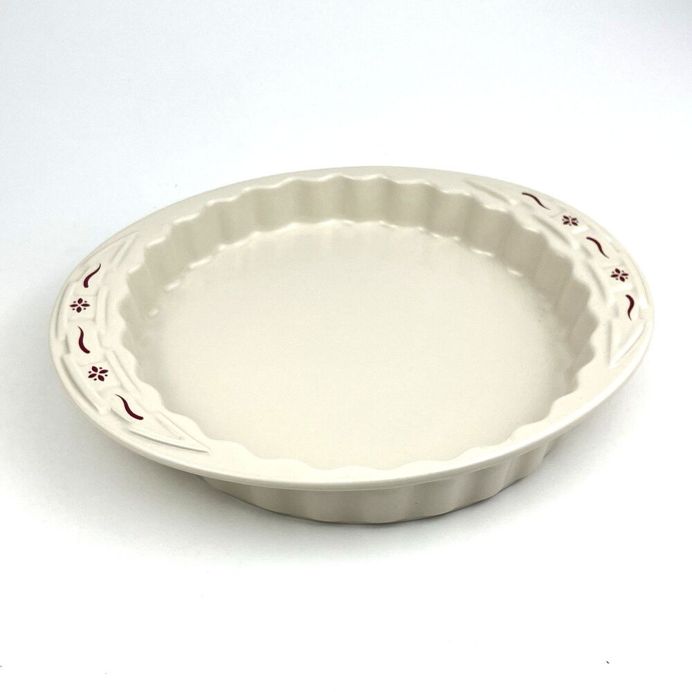 Vintage Longaberger Pottery Woven Tradition Red 11" Fluted Quiche Baking Pan